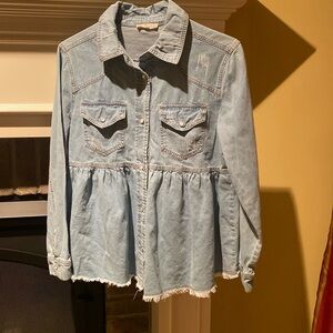 Magnolia Distressed Jean Jacket Top in Size M - Excellent Condition